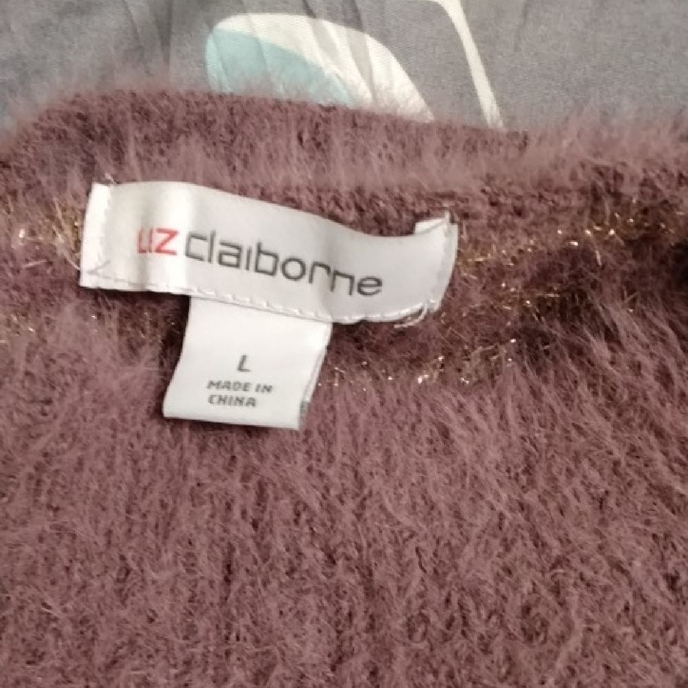 Liz Claiborne Dusty Lavender Sparkle Turtleneck Sweater - Picture 2 of 3